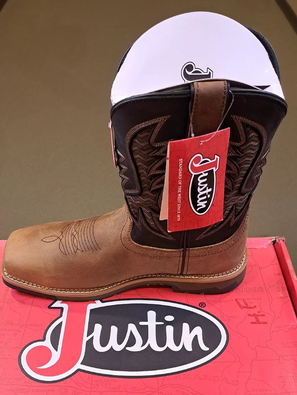 Justin Bolt Pecan Water Buffalo Boot - Color: Pecan - Size: Men 12
